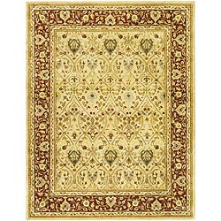 Handmade Mahal Ivory/ Rust New Zealand Wool Rug (9'6 x 13'6)