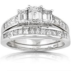14k Gold 2ct TDW Emerald-cut Diamond Bridal Ring Set (H-I, SI-I)