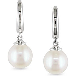 10k White Gold Freshwater Pearl Earrings (8-9 mm)