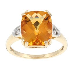 10k Yellow Gold Citrine and Diamond Ring