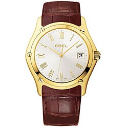 Ebel Classic Men's Leather Strap Yellow Gold Watch