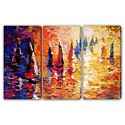 'Abstract Boat' 3-panel Giclee Canvas Art
