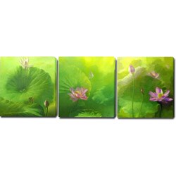 'Lotus Flower' Three-panel Giclee Canvas Art
