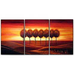 Abstract 'Lone Tree' 3-panel Giclee Canvas Art