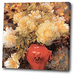 'Flower in Red Vase' Giclee Print Canvas Art