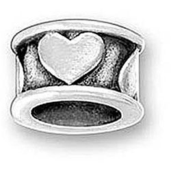 Sterling Silver 6 mm Heart Tube European-style Charm Beads (Set of 2)
