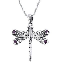 Sterling Silver Amethyst Celtic Dragonfly Necklace