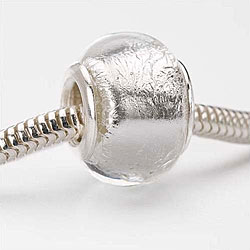 Glass/ Silver Foil Lampwork European-style 14-mm Charm Beads (Set of 2)