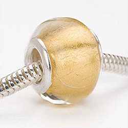 Lampwork Glass/ Genuine Gold Foil European-style 14-mm Charm Beads (Set of 2)