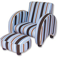 Trend Lab Max Striped Modern Chair and Ottoman Set