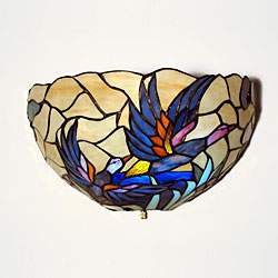 Tiffany-style Half Moon Stained Glass Mallard Accent Light