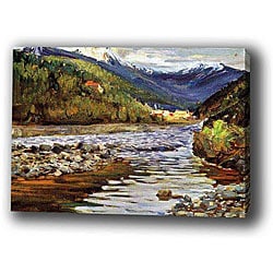 'Landscape River and Mountain' Giclee Art Print
