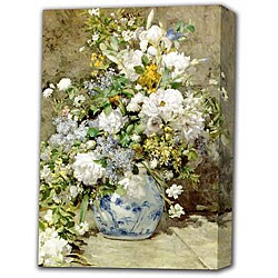'White Flower in Blue Vase' Giclee Print Canvas Art