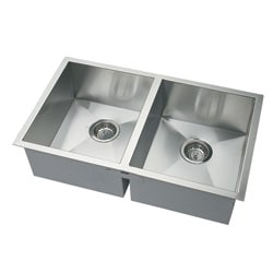 DeNovo Double-square Corner Undermount Sink and Drain