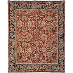 Heirloom Hand-knotted Treasures Red/ Navy Wool Rug (8' x 10')