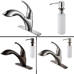 Kraus Brass Single-lever Pull-out Kitchen Faucet and Soap Dispenser