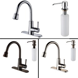 Kraus Brass Single-lever Pull-out Kitchen Faucet and Soap Dispenser