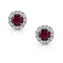 14k White Gold Ruby and 1/5ct TDW Diamond Earrings