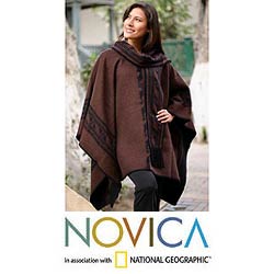 'Warm Earth' Alpaca Wool Reversible Poncho (Peru)
