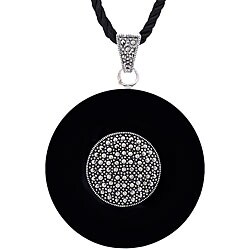 Ken Craft Jewelry Sterling Silver Marcasite/ Onyx Necklace