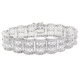 Finesque Sterling Silver 1ct TDW Diamond Lattice Design Bracelet (J-K, I3)
