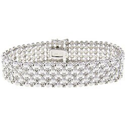 Finesque Sterling Silver 1ct TDW Diamond Five-row Bracelet