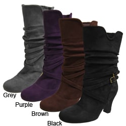 Adi Designs Women's Faux Suede Slouchy High-heel Boots