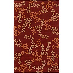 Hand-tufted Trailing Vines Red Wool Rug (8' x 11')
