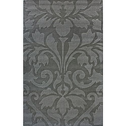 Handmade Alexa Neutrals and Textures Damask Grey Wool Rug (5' x 8')