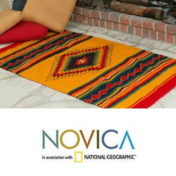 Mexican Zapotec 'Summer Sun' Wool Rug (2'7 x 5')