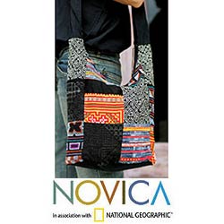 'Hmong Colors' Cotton Sling Tote Bag (Thailand)