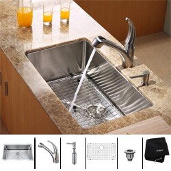 Kraus Stainless Steel Undermount Kitchen Sink, Faucet and Dispenser