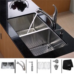 Kraus Stainless Steel Undermount Kitchen Sink, Faucet and Dispenser