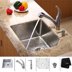 Kraus Stainless Steel Undermount Kitchen Sink, Faucet and Dispenser