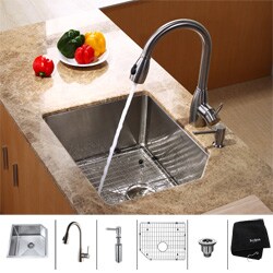 Kraus Stainless Steel Undermount Kitchen Sink, Faucet and Dispenser