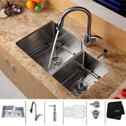 Kraus Stainless Steel Undermount Kitchen Sink, Faucet and Dispenser