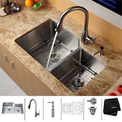 Kraus Stainless Steel Undermount Kitchen Sink, Faucet and Dispenser