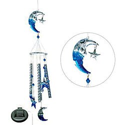 Solar-powered Color-changing Moon Face Star Wind Chime