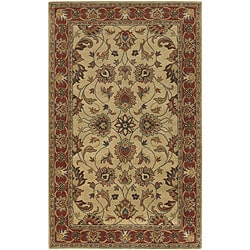Hand-tufted Coliseum Beige/Red Traditional Border Wool Rug (6' x 9')