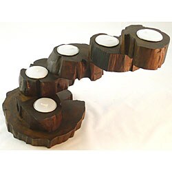 Reclaimed Teak Wood Five-arm Candle Holder (Thailand)