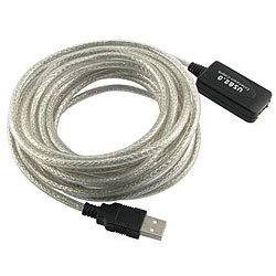 Active USB 2.0 Type A to A 16-foot Translucent Extension Cable