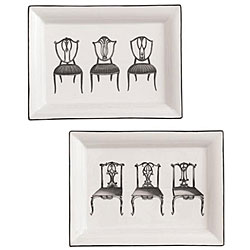 Sadek 8-inch Rectangular Chair Design Plates (Set of 2)