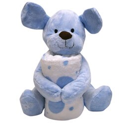 Piccolo Bambino Coral Blanket and Big Blue Toy Dog