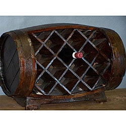 Wood Stained Barrow Wine Rack