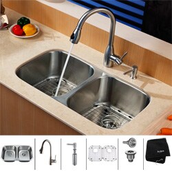 Kraus Stainless Steel Undermount Kitchen Sink, Faucet and Dispenser