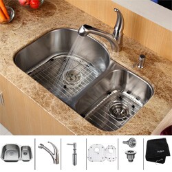 Kraus Stainless Steel Undermount Kitchen Sink, Faucet and Dispenser