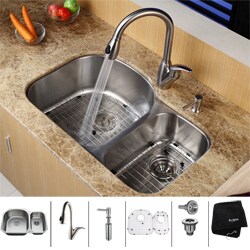 Kraus Stainless Steel Undermount Kitchen Sink, Faucet and Dispenser