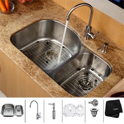 Kraus Stainless Steel Undermount Kitchen Sink, Faucet and Dispenser