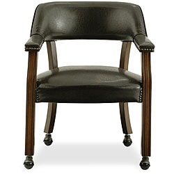 Dark Brown Vinyl Upholstered Caster Chair