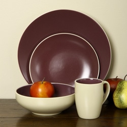 Gibson Paradiso 16-piece Burgundy/ Cream Dinnerware Set